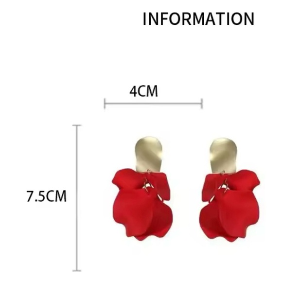 NEW Elegant Gold and Red Petal Earrings - Picture 2 of 2